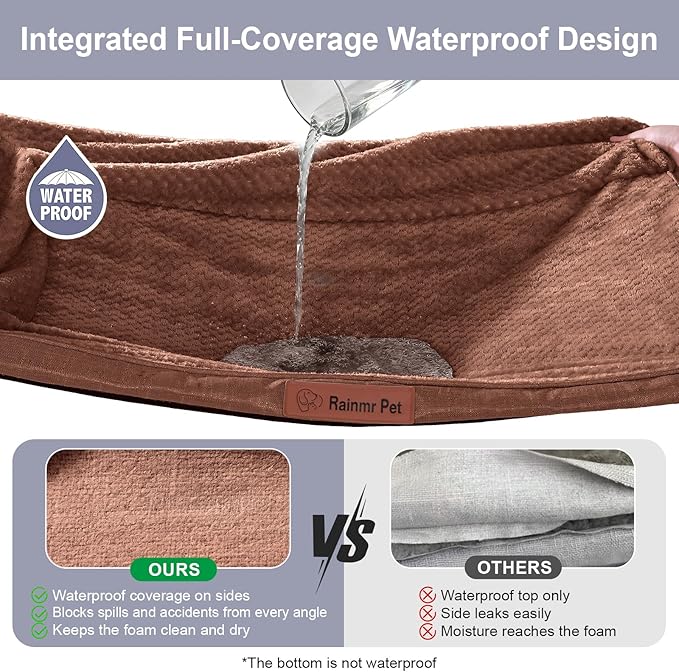 Orthopedic Dog Bed for Small and Medium Dogs, Memory Foam Pet Bed with Washable Removable Cover, Nonskid Bottom, Waterproof, for Indoor, Outdoor, Crate ＆ Car Use, 30x20x6 Inches, Brown Grey