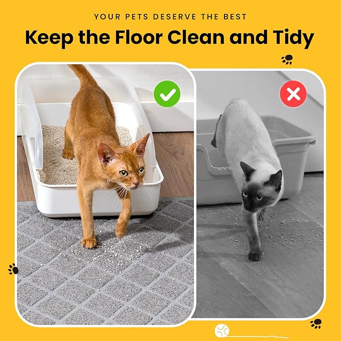 Cat Litter Mat Litter Trapping Mat, 40" x 28" Premium Durable PVC Grid Mesh with Scatter Control, Non-Slip, Less Waste Cat Litter Box Mat, Soft on Kitty’s Paws, Urine Waterproof