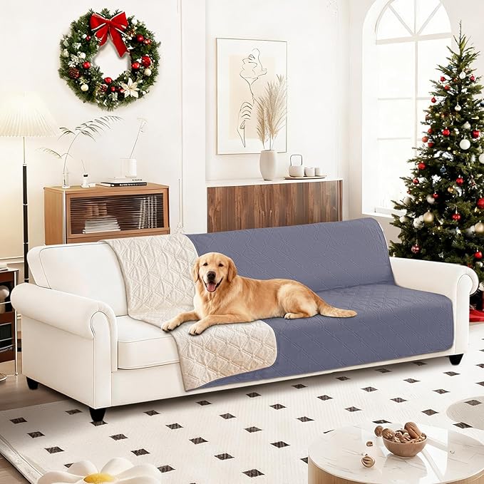 Waterproof Dog Bed Cover, Non-Slip Dog Blanket for Couch, Couch Covers for Dogs Washable, Pet Blanket for Furniture, Pet Bed Mat for Sofa, Car, Pet Supplies (82x82 Inch, Grey Blue)