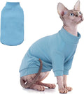 PUMYPOREITY Stretchy Cat Shirt & Sweater with Sleeves - Soft Cat Clothes for Sphynx, Devon Rex & More - Blue, XL