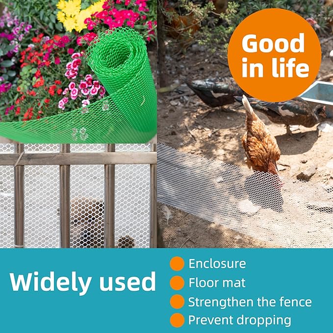 Pet & Garden Safeguard - 15.7IN x 32.8FT Roll - Black Plastic Netting, Multi-Use Decorative Fencing for Poultry, Dogs, Rabbits,Chicken and Snake Barrier