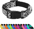 Reflective Dog Collar, Adjustable Soft Neoprene Padded Nylon Pet Collars with Buckle for Puppy and Small Dogs, Cats, Black White Cow,M