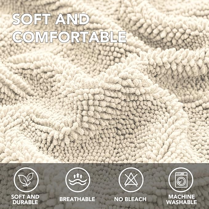 H.VERSAILTEX Non Slip Pet Couch Cover Chenille Dog Bed Protector Thick Soft Sofa Slipcover Pet Friendly Washable Couch Cushion Covers for Pets (40" x 50", Ivory)