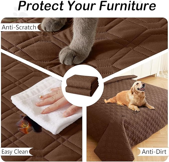 hyha Waterproof Dog Bed Blanket, Soft Pet Blankets, Waterproof Couch Cover for Dogs, Reversible Sofa Covers Washable for Furniture (40x50 Inch, Brown/Beige)