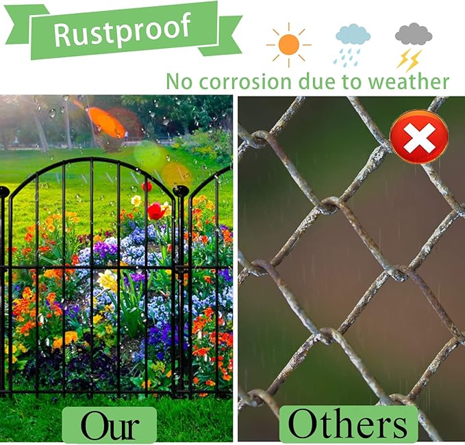 Decorative Garden Fence 17in(H)x13in(W), 26 Pack Rustproof Metal No Dig Fence Animal Barrier for Dog, Arched Flower Bed Edging Ornamental Wire Border Panel Fencing for Yard Patio Outdoor Decor