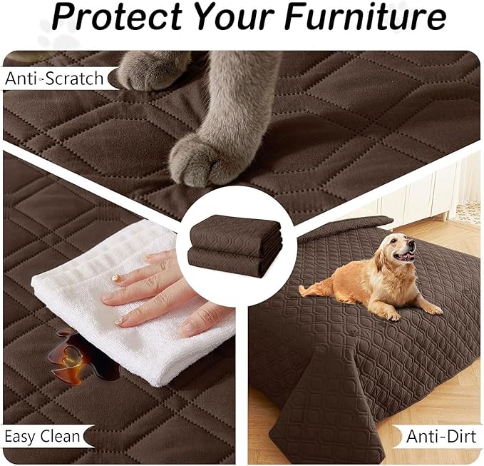 hyha Waterproof Dog Bed Blanket, Soft Pet Blankets, Waterproof Couch Cover for Dogs, Reversible Sofa Covers Washable for Furniture (30x53 Inch, Chocolate/Beige)