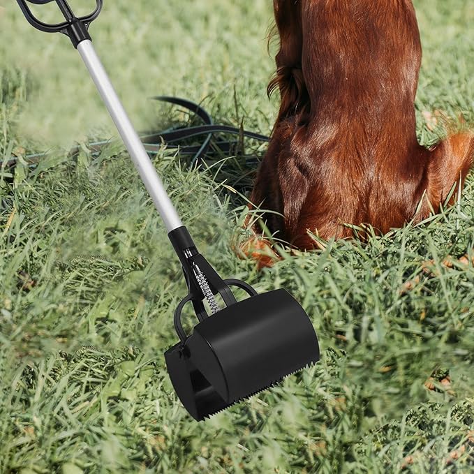 Cabilock Pet Poop Scoop Long Handle Dog Waste Picker Outdoor Cleaning Tool Black for Easy Pet Waste Pickup Random Color