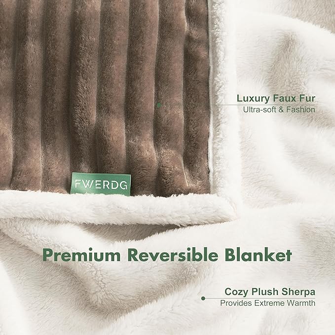 Waterproof Dog Blanket for Large Dogs - Washable Pet Throw Blanket for Couch Bed Protector, Cozy Fleece Calming Dog Blankets for Indoors & Outdoors, Brown, 50"x60"
