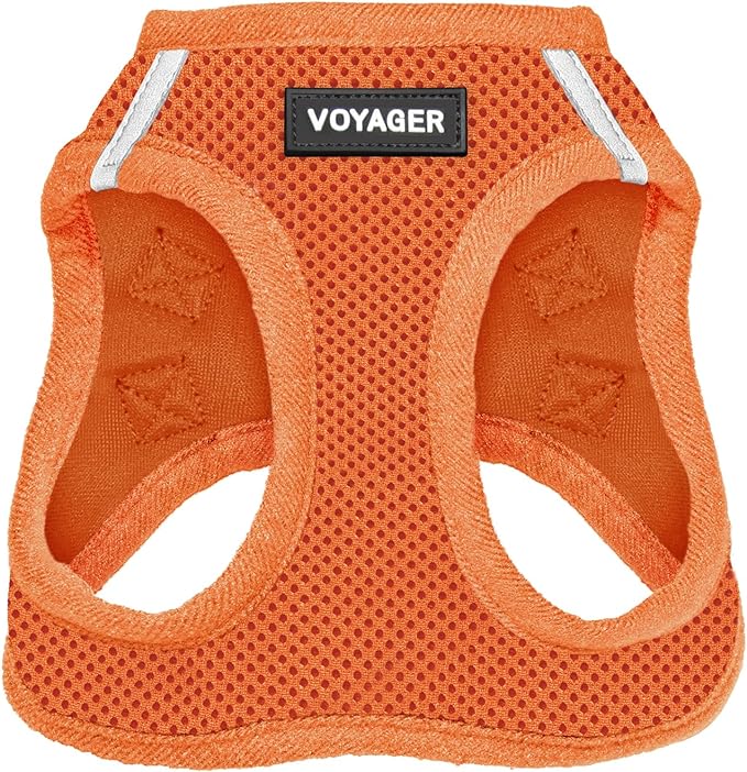 Best Pet Supplies Voyager Step-in Air Harness - All Weather Mesh, Reflective, No Pull Harness for Dogs, Cats - Secure with Hook & Loop Fastener, Buckle, Double D-Rings - Orange, XL