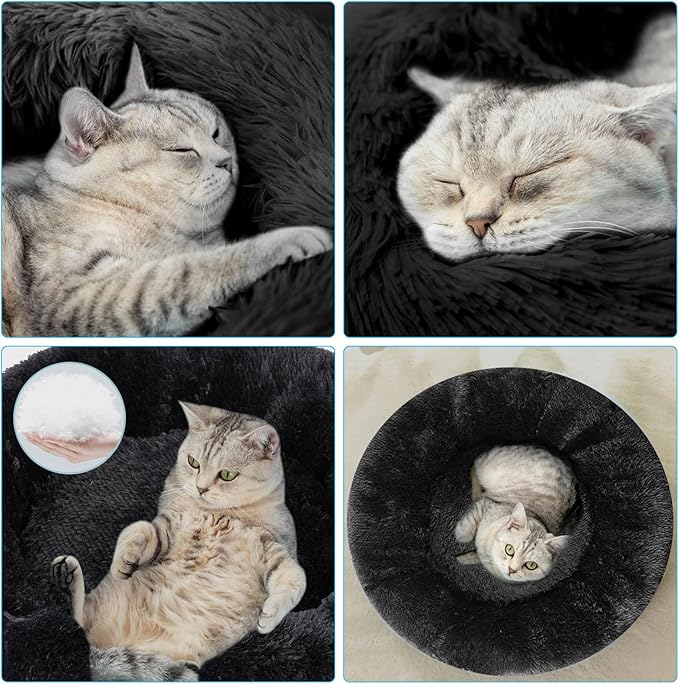 Dog Bed for Small Medium Large Dogs, 24 inch Calming Dogs Bed, Washable-Round Cozy Soft Pet Bed for Puppy and Kitten with Slip-Resistant Bottom