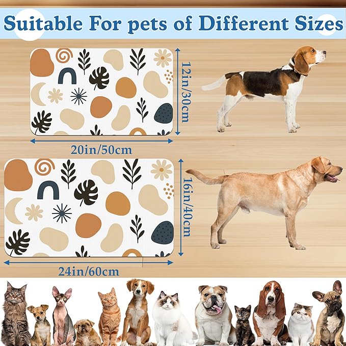 Boho Style Dog Food Mat–Christmas Stocking Absorbent Quick Dry Feeding Placemat for Food and Water Bowls, Non Slip Rubber Backing, Waterproof Pet Supplies for Mess-Free Eating 16"x24"