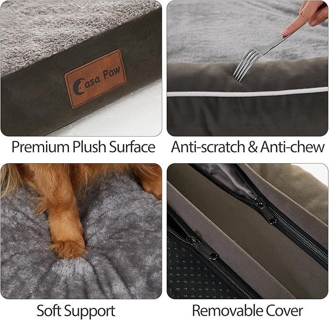 Orthopedic XXL Dog Beds, Waterproof Egg Crate Foam Big Pet Bed for All Breed Sized Dogs 53x42Inch, Washable Extra Large Dog Couch Bed with Removable Cover and Non-Slip Bottom, Dark Green