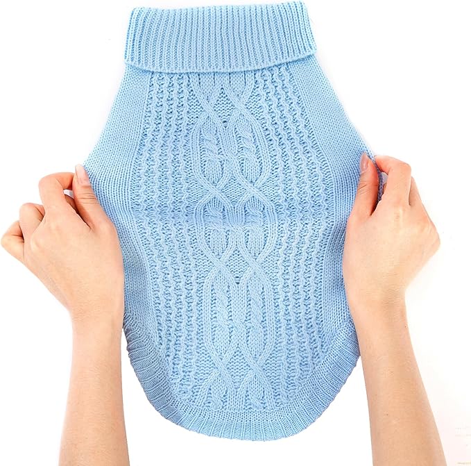 Stretchy Cat Sweater - 17 Colors & 6 Sizes | Snug Winter-Ready Knit for Boy/Girl Cats & Kittens(Blue, Small)