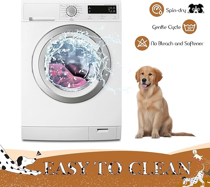Round Replacement Dog Bed Covers Elastic Edged Washable Pet Bed Protector with Pink Dog Pattern Design for Small & Medium Pet Beds, Cover Only (Pink, 20 x 9.8 Inch)