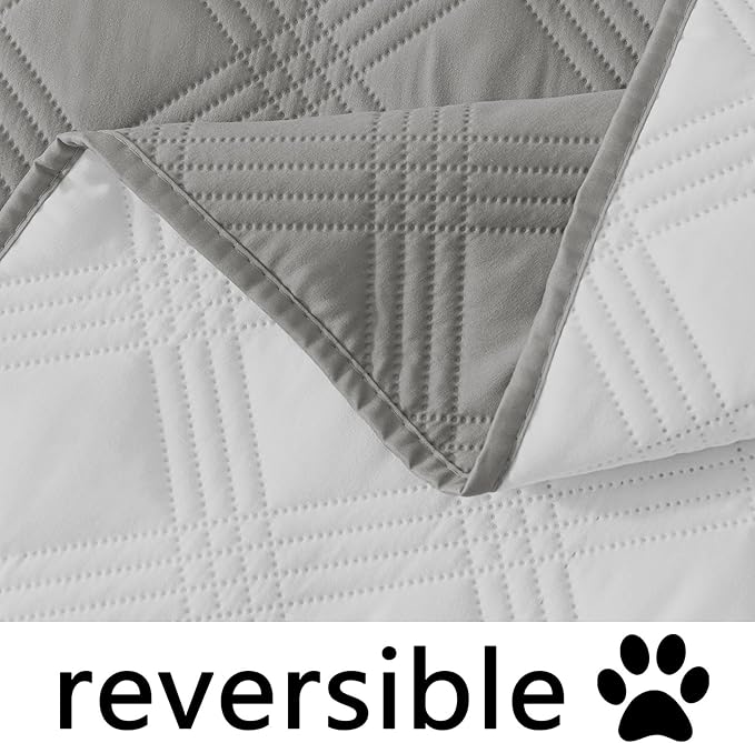 hyha Waterproof Dog Blanket, Reversible Pet Bed Blanket, Soft Sofa Couch Cover for Dogs Washable, Waterproof Pet Couch Covers for Sofa Puppy Cats Furniture Protector(82"x102", Grey/Light Grey)