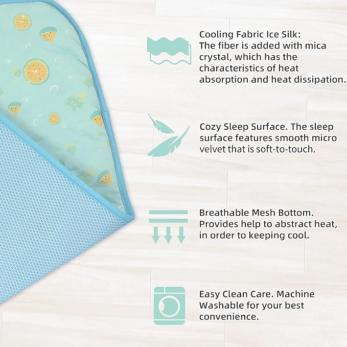 NWK Pet Cooling Mat - 27’’ X 20’’ Ice Silk Cooling Mat for Dogs & Cats Portable & Washable Pet Cooling Blanket, Car Seats, Beds for Summer (Green Fruit, Medium)