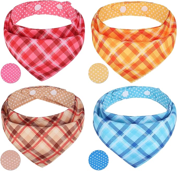PAWCHIE Dog Bandanas Small Reversible Styles Pet Triangle Scarf Bibs - Adjustable with Two Snaps - Kerchief Set Accessories for Dogs, Puppy, Cats