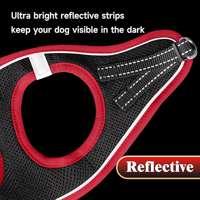 YIMEIS Dog Harness and Leash Set, No Pull Soft Mesh Pet Harness, Reflective Adjustable Puppy Vest for Small Medium Large Dogs, Cats (Black & red 01, X-Small (Pack of 1)