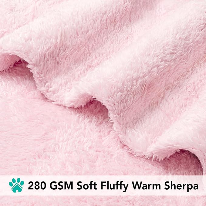 PetAmi Pink Fluffy Soft Dog & Cat Blanket, Sherpa Fleece, Calming Pet Blanket Throw for Bed & Sofa, X-Large 60x80