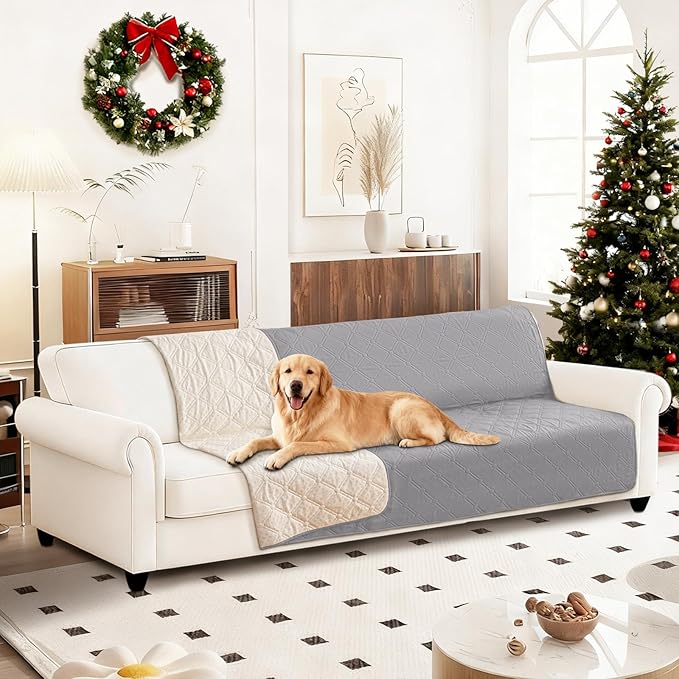 Waterproof Dog Bed Cover, Non-Slip Dog Blanket for Couch, Couch Covers for Dogs Washable, Pet Blanket for Furniture, Pet Bed Mat for Sofa, Car, Pet Supplies (68x82 Inch, Light Grey)