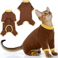 PUMYPOREITY Cat Hair Sticky Shirt – Breathable & Lightweight, Reduces Shedding Fur Pajamas, Prevents Licking Wounds After Surgery, Brown, L