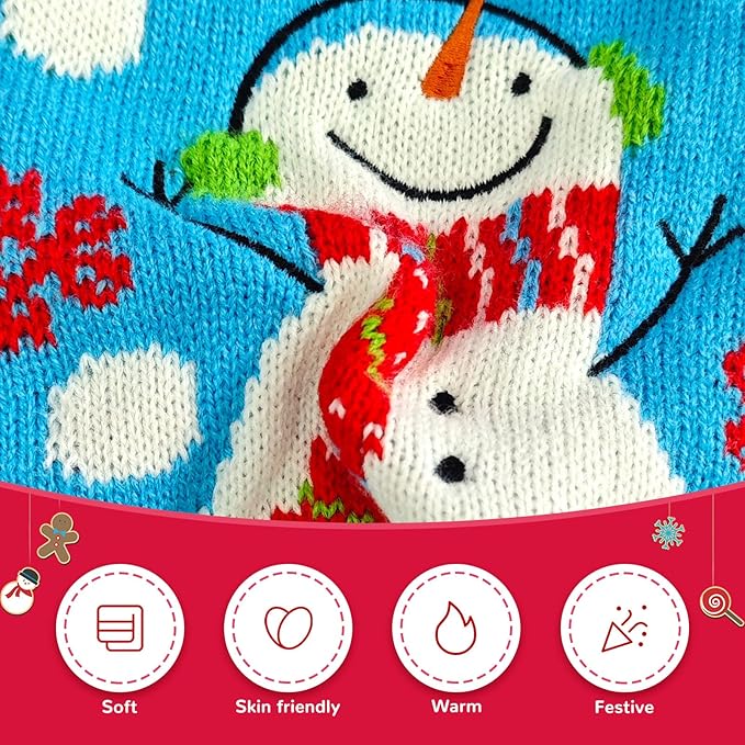 Pet Christmas Dog Sweaters Cute Animal Snowman Printed Puppy Xmas Costumes Winter Warm Turtleneck Jumpers Puppy Knitted Clothes Cat Outfits (XL, Blue Snowman)
