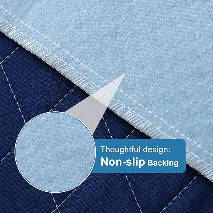 OUTCREATOR® Washable Bed Pads 34" x 36" (Pack of 4), Incontinence Mattress Protector, Anti-Slip Waterproof Underpads for Adults Kids Elderly Pets, Absorbency & Reusable Bedwetting Pads (Dark Blue)