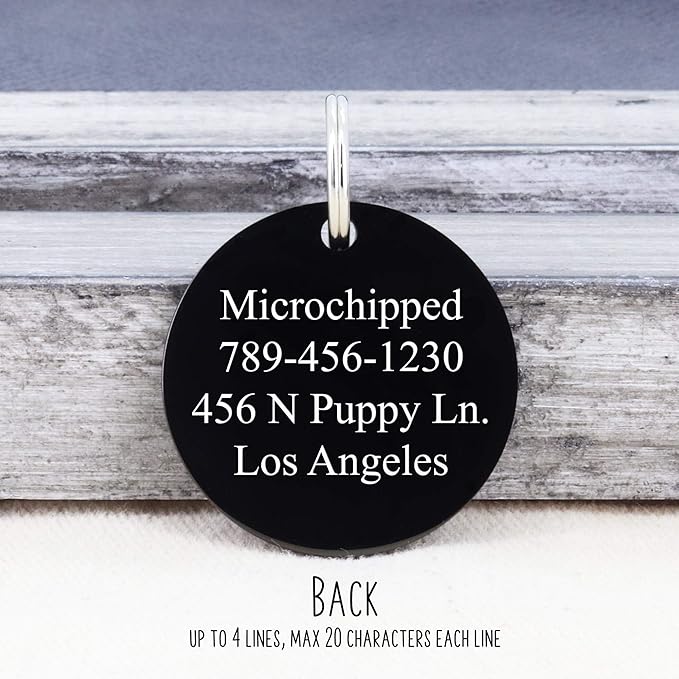 Ultra Joys Stainless Steel Pet ID Dog Name Tag Personalized Front and Back Engraving, Customized for Dogs and Cats, Optional Engraving on Both Sides, Round With Vine Design, Large