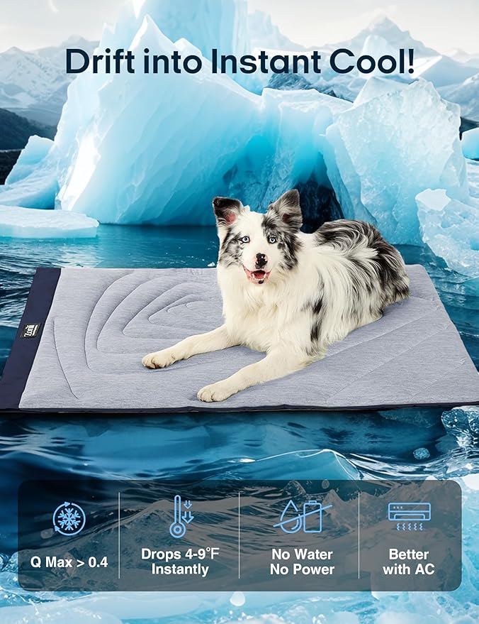 ZonLi Dog Cooling Mat, 20" x 16"Small, Waterproof Cooling Pad for Cats & Rabbits, Portable & Durable Pet Mat for Crate, Trunk, Camping, Outdoors, Machine Washable, Tidal Blue