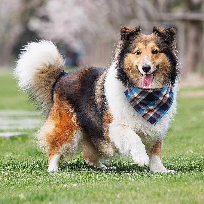 8 Pack Triangle Dog Bandanas, Reversible Plaid Painting Bibs Scarf, Washable Christmas Dog Bandanas Boy Girl Apparel & Accessories Kerchief Set