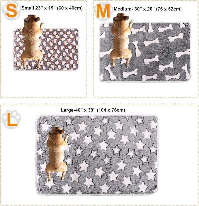 3 Pack Cat and Dog Blanket Soft & Warm Fleece Flannel Pet Blanket, Great Pet Throw Sleep Mat for Puppy Cats Small Dogs Cute Star/Love/Bone (Small 23" x 15")