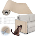 Cat Scratch Furniture Protector - 158" x 17" Trimmable Self-Adhesive Cats Claws Scratch Pads, DIY Cat Climbing Couch Protector for Scratch Post Cat Tree Replacement Indoor (Khaki)
