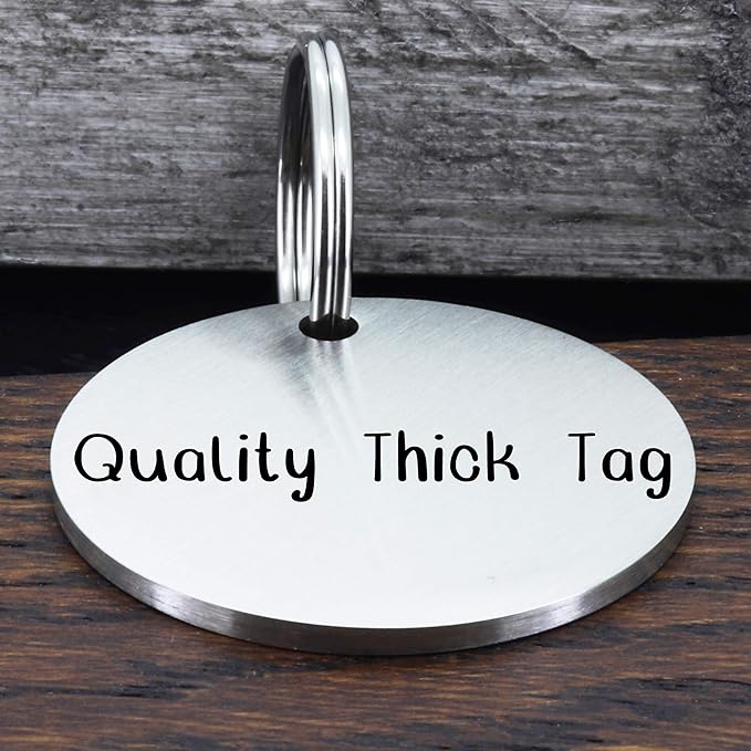 Ultra Joys Stainless Steel Pet ID Tag Dog Name Tags Personalized Front and Back Engraving, Customized Dog Tags and Cat Tag, Optional Engraved on Both Sides, Round Tag Vine Design 2, Silver Small