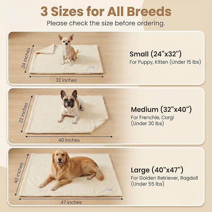 furrybaby Dog Blanket Soft Dog Blankets for Large Dogs Puppy Essentials Washable Sherpa Fleece Cat Blanket 40x47 Inches for Bed Furniture Couch Sofa (Large, Beige)