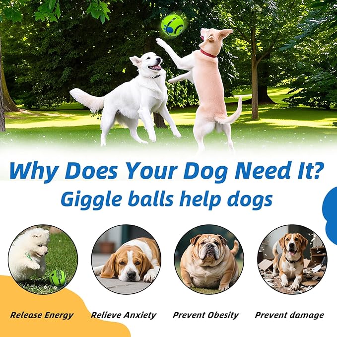 Dog Toys Ball, Interactive Dog Ball, Shaking with Gibbering Sound, for Training & Herding, XL, 5.51 in (14 cm)