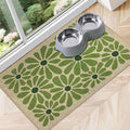 SHIYUE Dog Food Mats for Floors, Absorbent Cat Bowl for Food and Water, Non-Slip Accessories Pet Supplies(17"x30",Green Flower)