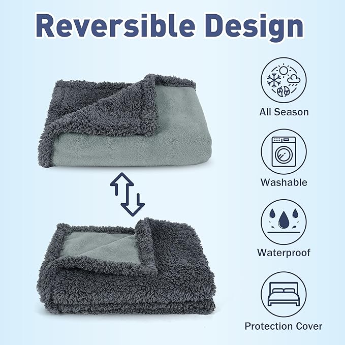 Kritter Planet Waterproof Dog Blanket, Reversible Water Proof Pet Blanket for Couch, Bed & Car, Washable Couch Covers for Medium Dogs - Protects Furniture from Fur, Dirt, and Accidents