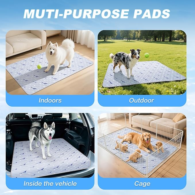 Dog Cooling Mat, Cooling Mat for Dogs, Breathable Dog Bed with Non-Slip Design, Portable & Washable Pet Pad for Indoor, Outdoor, Crate, Summer Cat Bed, Cool Pet Pad, Gel-Free, 27"x39"