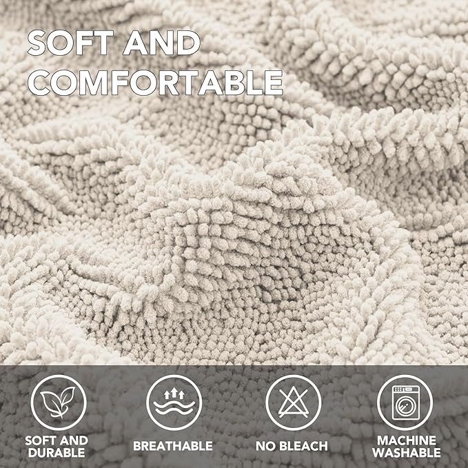 H.VERSAILTEX Non Slip Pet Couch Cover Chenille Dog Bed Protector Thick Soft Sofa Slipcover Pet Friendly Washable Couch Cushion Covers for Pets (68" x 82", Oatmeal)