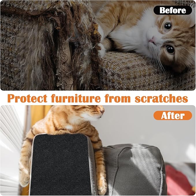 Cat Scratch Furniture Protector - 40" x 17" Trimmable Self-Adhesive Cats Claws Scratch Pads, DIY Cat Climbing Couch Protector for Scratch Post Cat Tree Replacement Indoor (Black)