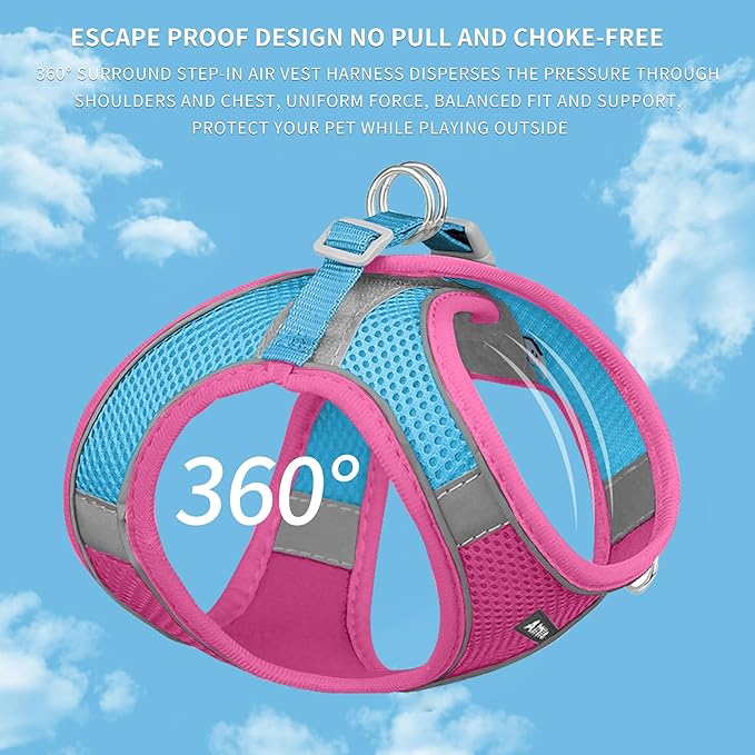 AIITLE No Pull Dog Harness and Leash Set, Step in Adjustable Dog Harness with Padded Vest for All Weather, Dog Leash with Soft Padded Handle, Easy to Put on Small and Medium Dogs Hot Pink S
