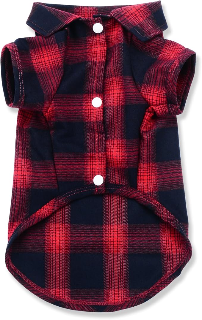 Koneseve Dog Shirt Pet Plaid Clothes T-Shirt Sweater Matching Breathable for Small Medium Large Dog Cat Puppy Adorable Casual Cozy Halloween Thanksgiving Christmas Costumes (Red; 5XL)