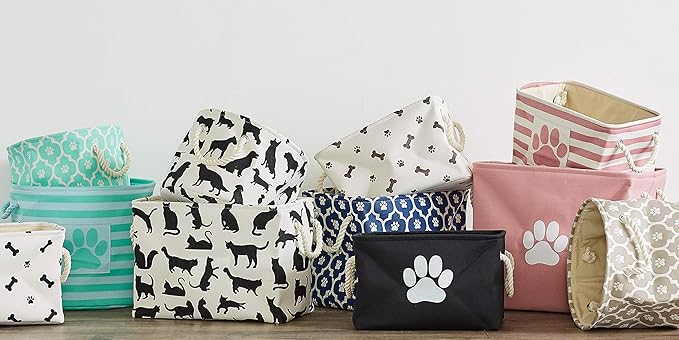 Bone Dry Pet Storage Collection Lattice Paw Print, Nautical Blue, Small Round