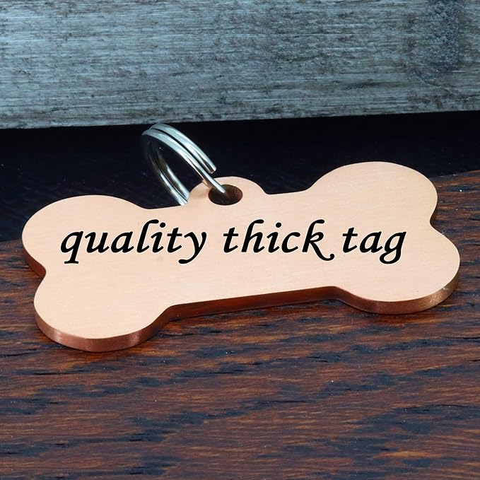 Ultra Joys Stainless Steel Dog and Cat ID Tags - Personalized Front & Back Engraving, Bone Tag Mountain Design, Rose Small