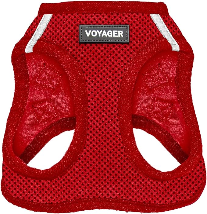 Best Pet Supplies Voyager Step-in Air Harness - All Weather Mesh, Reflective, No Pull Harness for Dogs, Cats - Secure with Hook & Loop Fastener, Buckle, Double D-Rings - Red, S