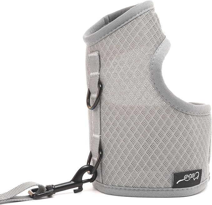 Cat Harness and Leash for Walking Escape Proof Breathable Mesh Fabric, Solid Grey, Extra Large, Adjustable Cat Walking Jackets, Padded Stylish Cat Vest