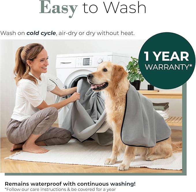 Waterproof Blanket for Bed or Couch – Soft and Leakproof Waterproof Throw Blanket, Water Proof & Stain Resistant Easy to Clean Throw Blanket Cover for Adults or Pets, Reversible Grey 80”x90”