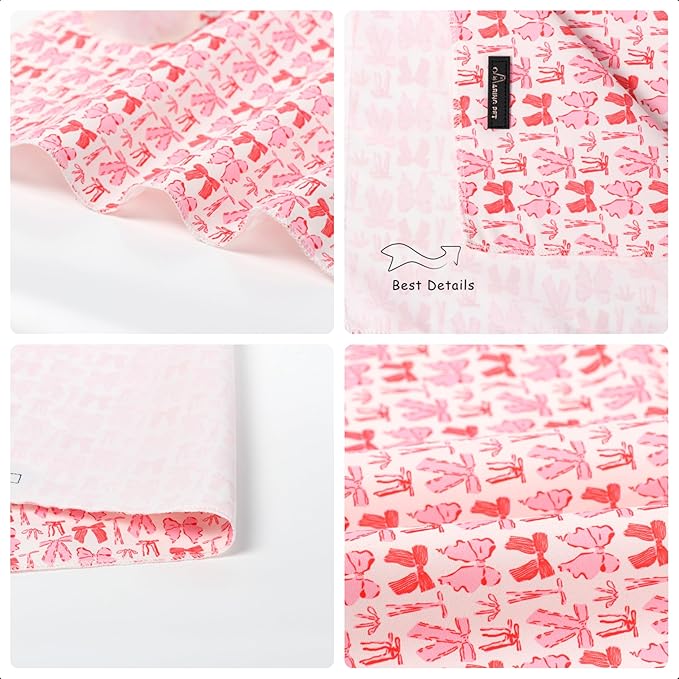 ARING PET Valentine's Day Dog Bandana, Cute Pink Bow Pet Bandanas Scarf Triangle Bibs Handkerchief for Puppy Small Medium Large Boy Girl Dogs-L