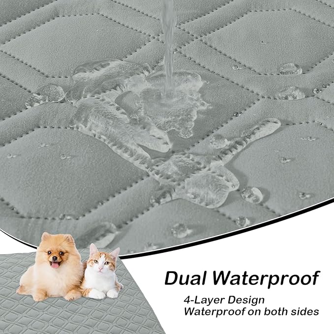 hyha Waterproof Dog Bed Blanket, Soft Pet Blankets, Waterproof Couch Cover for Dogs, Reversible Sofa Covers Washable for Furniture (30x53 Inch, Grey/Dark Grey)