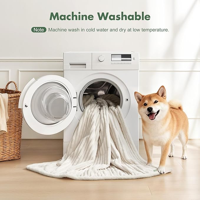 Waterproof Dog Blanket for Couch - Washable Medium Pet Blanket for Furniture Protector, Cozy Fleece Calming Dog Crate Blankets for Indoors & Outdoors, Cream, 40"x50"